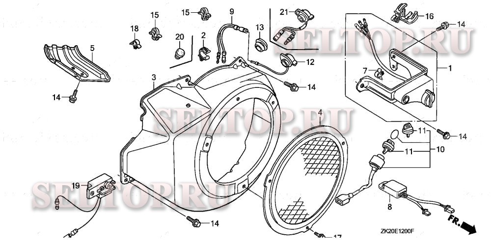 Кожух вентилятора (1) для Honda GX240K1 RA2/A