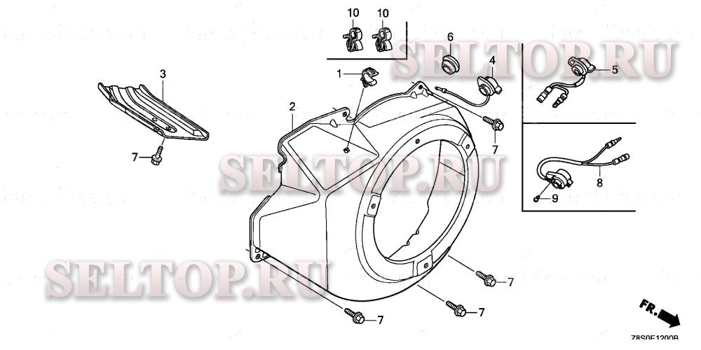 Кожух вентилятора (1) для Honda GX240RT2 VMT2