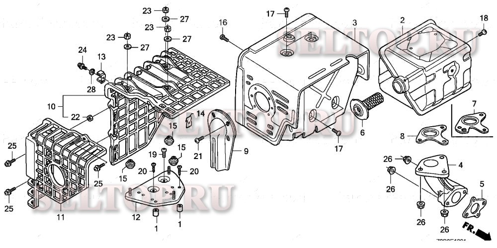 Глушитель (2) для Honda GX240RT2 VMT2