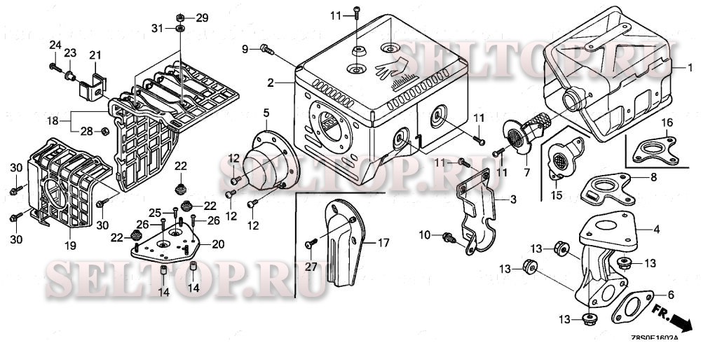 Глушитель (3) для Honda GX240RT2 VMT2