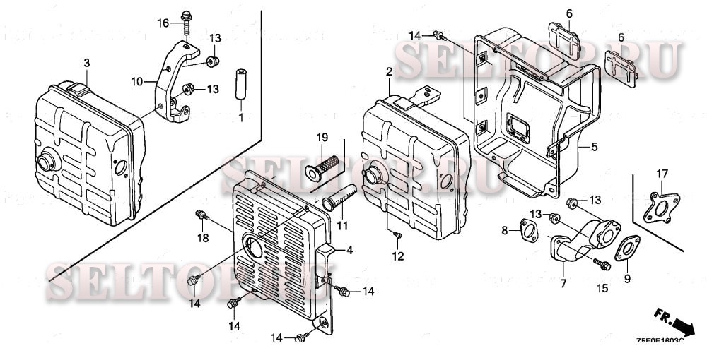 Глушитель (4) для Honda GX240U1 EDS6