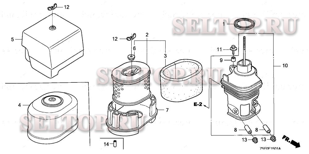Воздушный фильтр (2) для Honda GX240U1 VH12