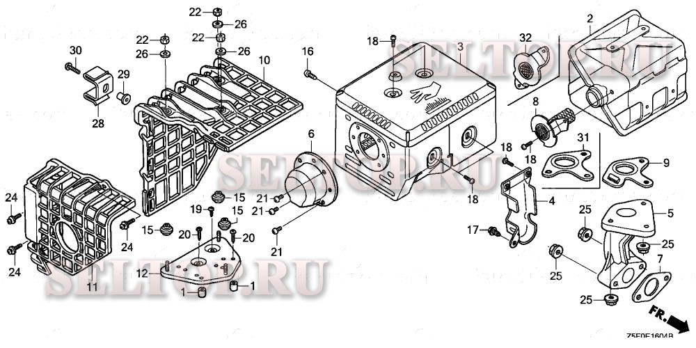Глушитель (5) для Honda GX240U2 QA4