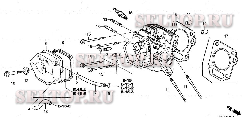 Головка цилиндра для Honda GX240U2 WKK2