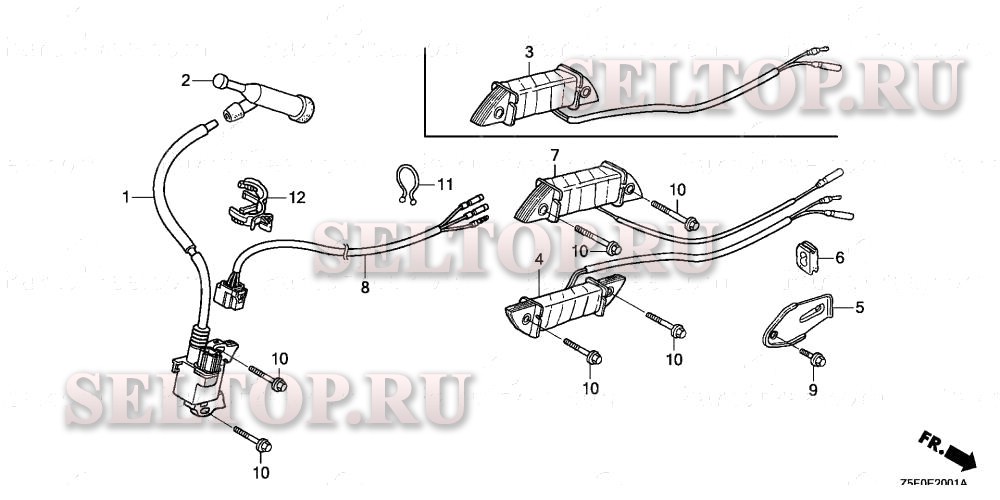 Катушка зажигания (2) для Honda GX240U2 WKK2