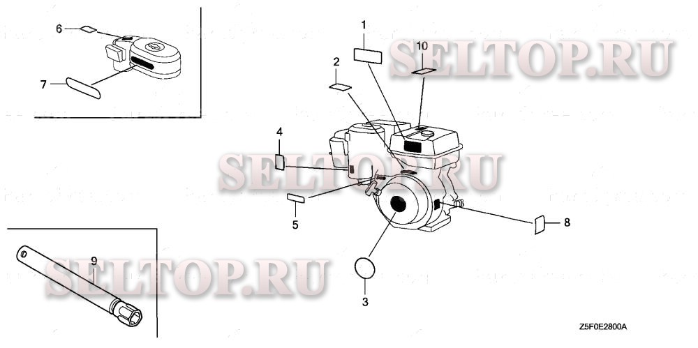 Этикетка, инструмент для Honda GX240U2 WKK2