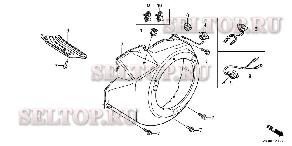 Кожух вентилятора (1) для Honda GX240UT2 SMXC
