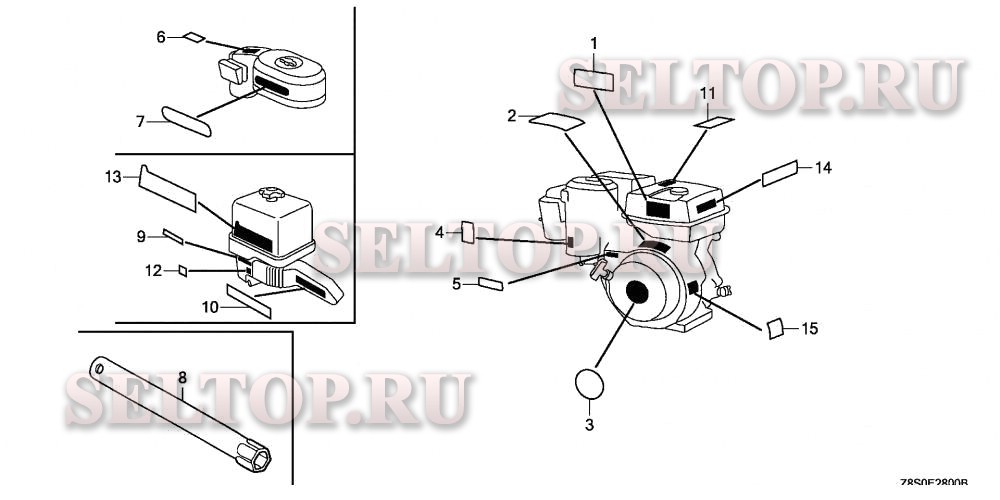 Этикетка, инструмент для Honda GX240UT2 SMXC