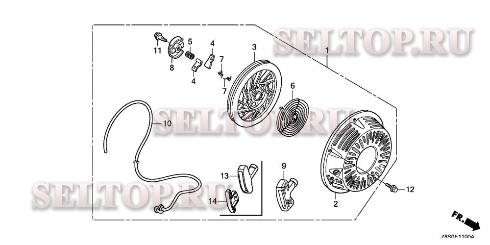 Ручной стартер (1) для Honda GX240UT2 SMXC