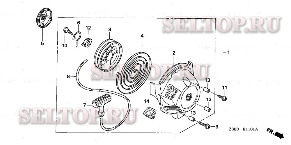 Ручной стартер (2) для Honda GX25T HUT