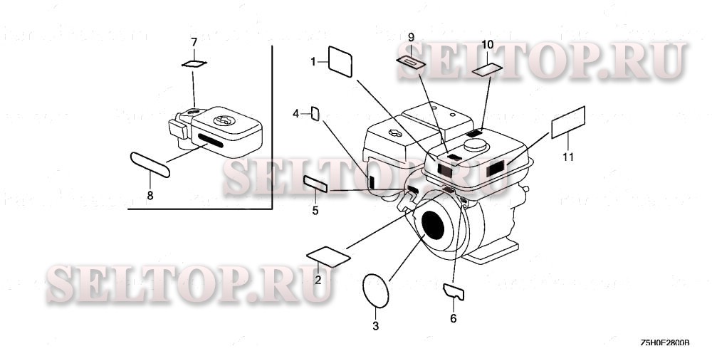 Этикетка для Honda GX270U QAG