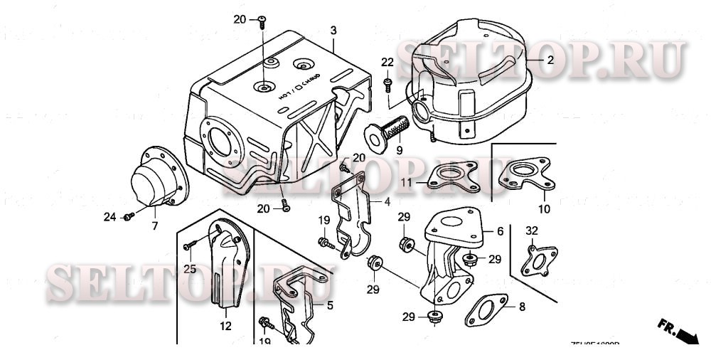 Глушитель (1) для Honda GX270U QHQ4
