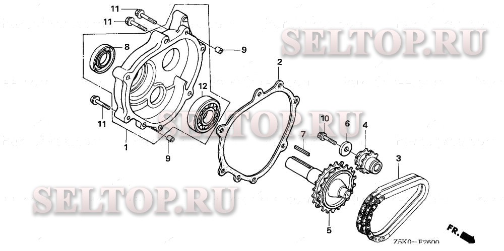 Редуктор (1/2) для Honda GX270UT LXU
