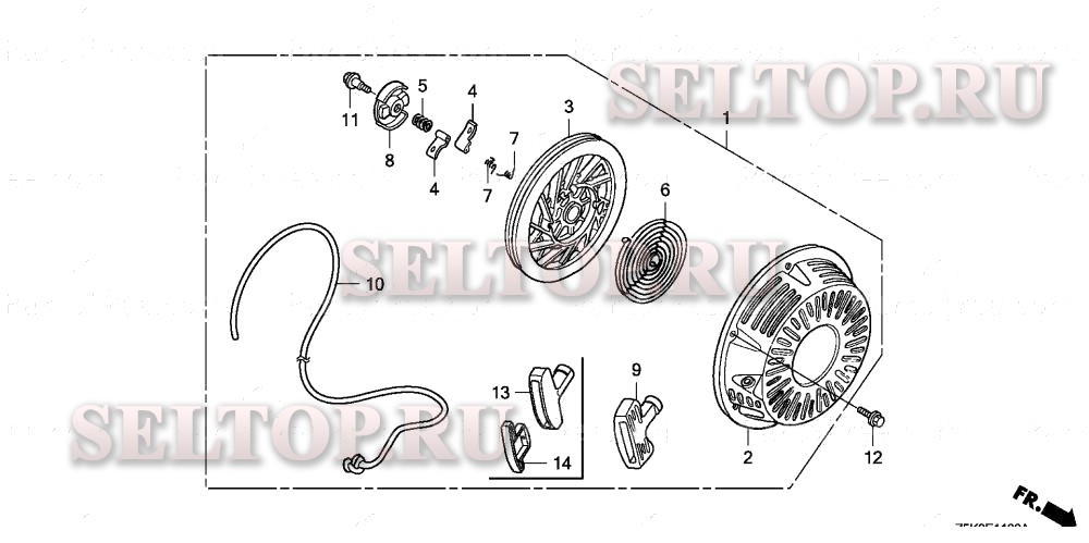 Ручной стартер (1) для Honda GX270UT QAR2