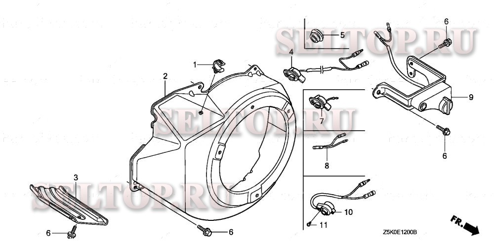 Кожух вентилятора (1) для Honda GX270UT VS37