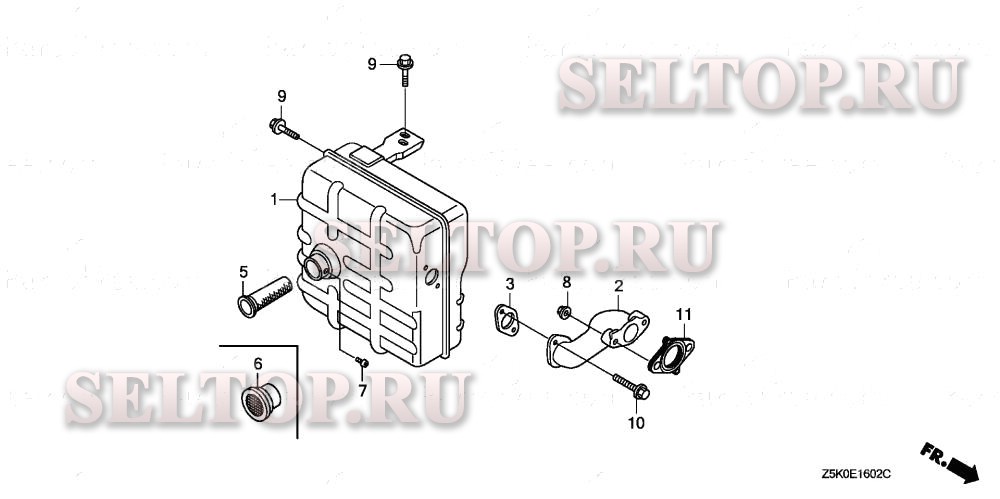 Глушитель (3) для Honda GX270UT VS37