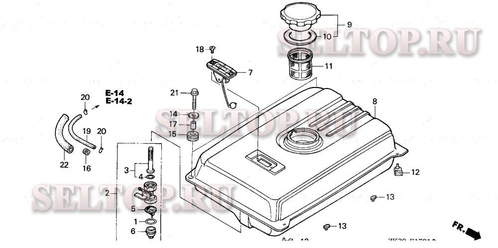 Топливный бак (2) для Honda GX340K1 ED6