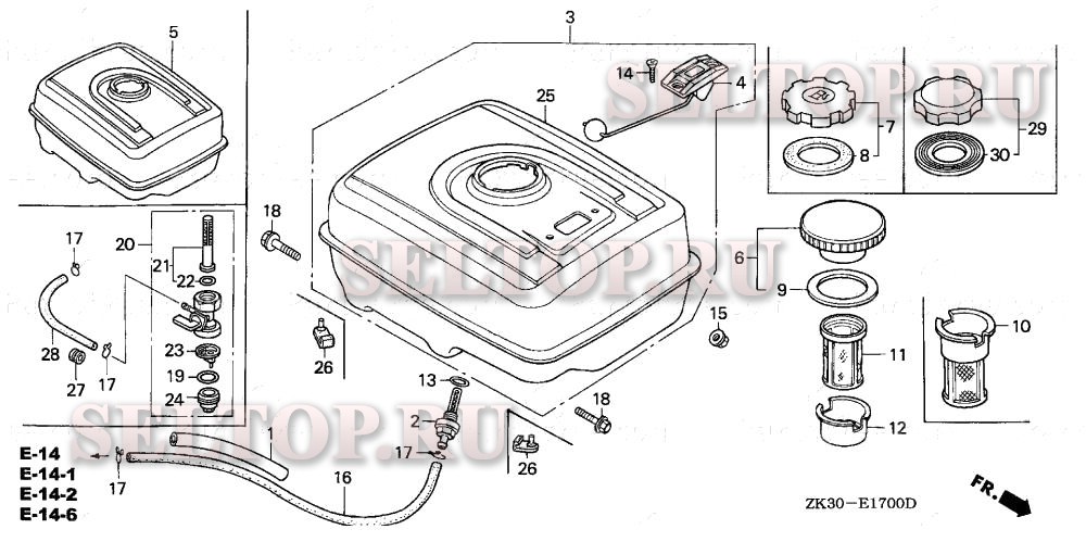 Топливный бак (1) для Honda GX340K1 EDS2