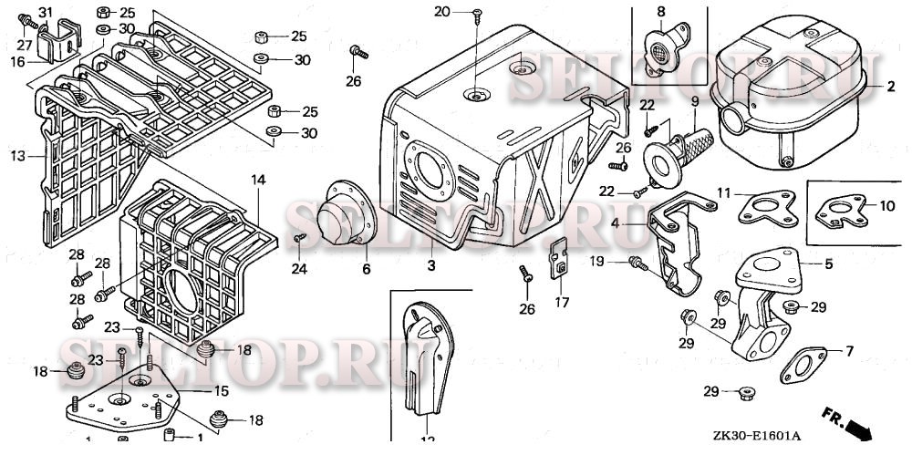 Глушитель (2) для Honda GX340K1 SXP