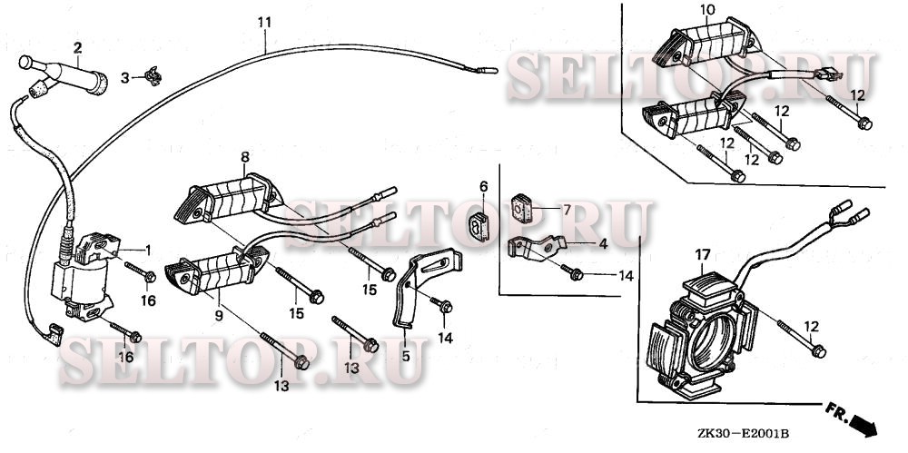 Катушка зажигания (2) для Honda GX340K1 VA