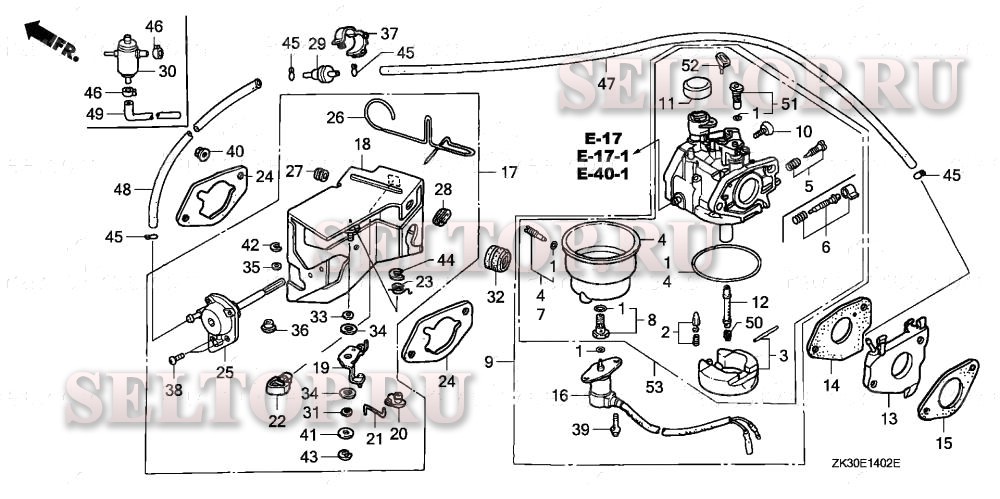 Карбюратор (3) для Honda GX340K1 VWC
