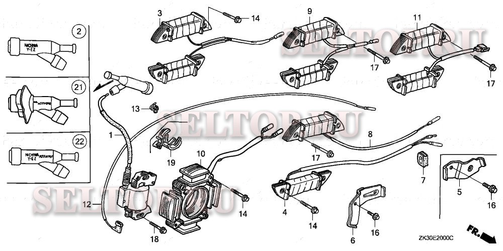 Катушка зажигания (1) для Honda GX340K1 VWS2