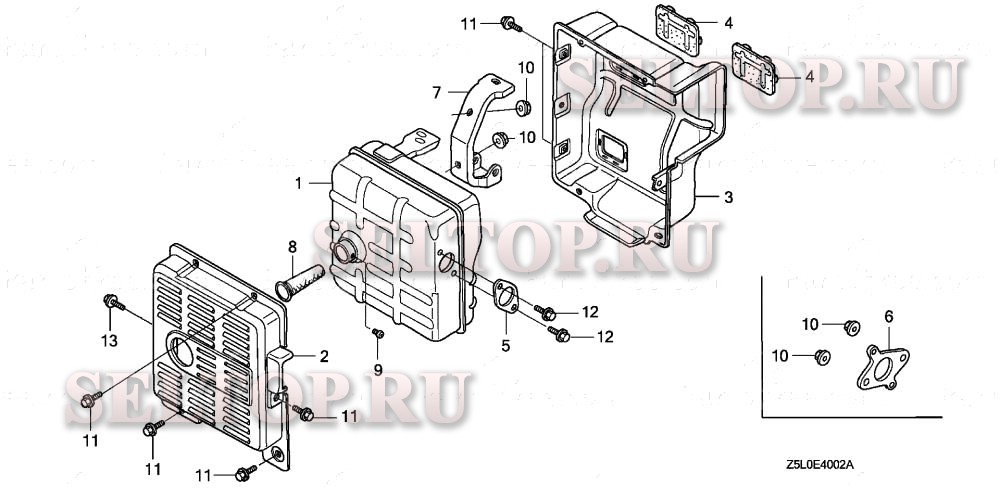 Прочие запчасти (глушитель) для Honda GX340R2 ENT