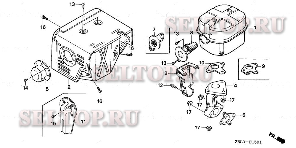 Глушитель (2) для Honda GX340U1 LMF0