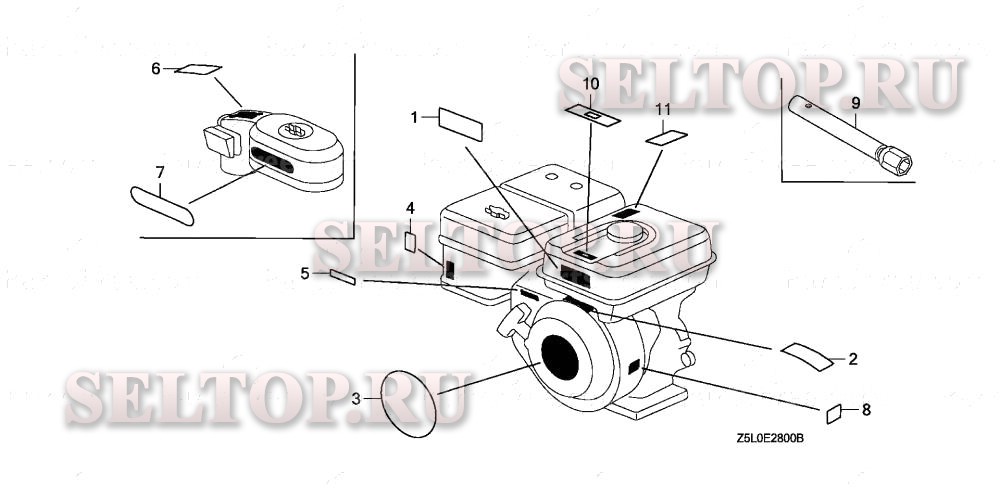 Этикетка, инструмент для Honda GX340U1 VXB