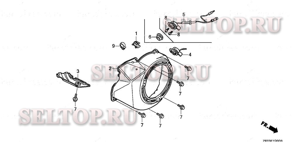 Кожух вентилятора (1) для Honda GX340UT1 QAH2