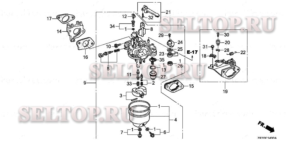 Карбюратор (1) для Honda GX340UT1 QDW9
