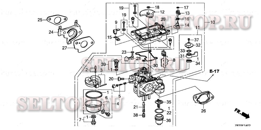Карбюратор (3) для Honda GX340UT2 QZAV