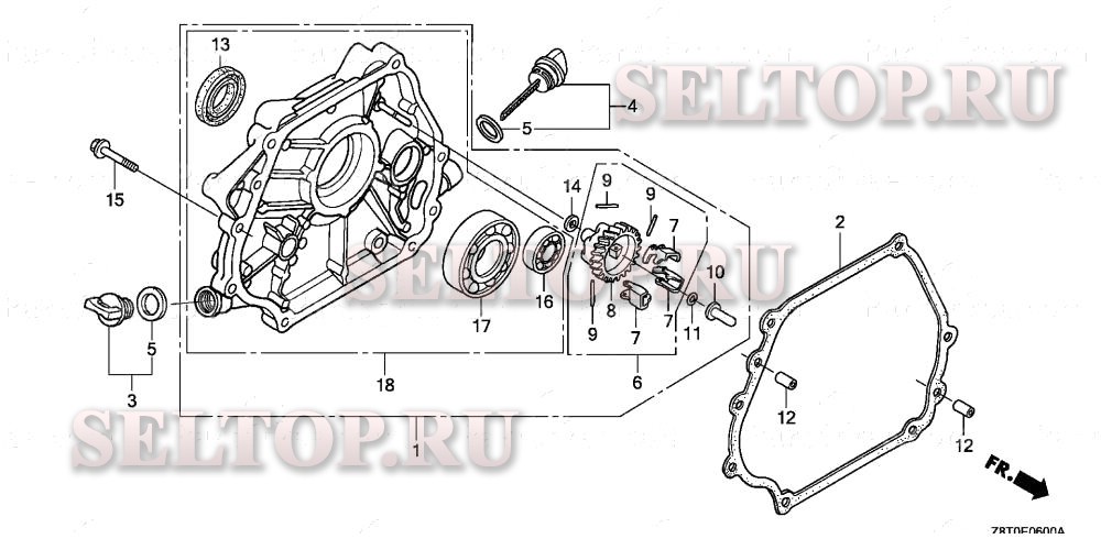 Крышка картера (1) для Honda GX340UT2 QZAV