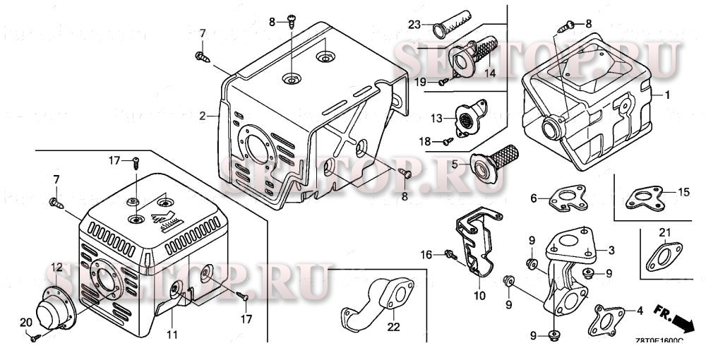 Глушитель (1) для Honda GX340UT2 VXE2