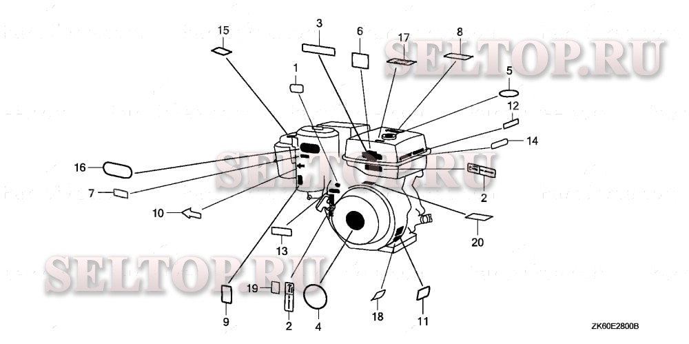 Этикетка (1) для Honda GX390K1 QA2/A