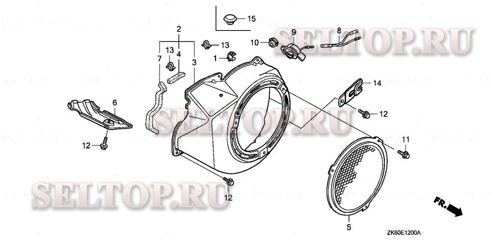 Кожух вентилятора для Honda GX390K1 QC2