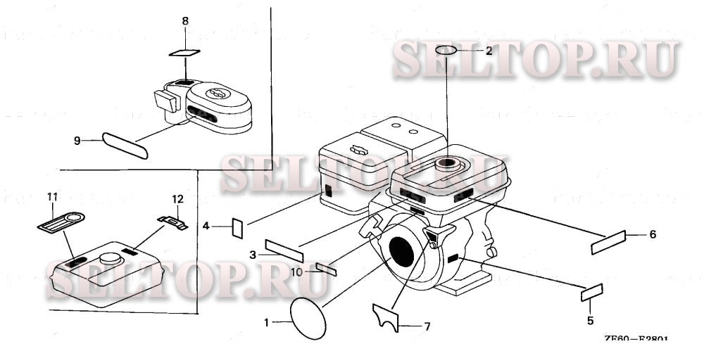 Этикетка (2) для Honda GX390K1 QND