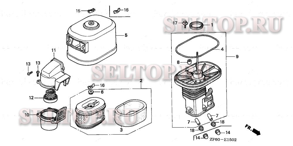 Воздушный фильтр (3) для Honda GX390K1 QXS4