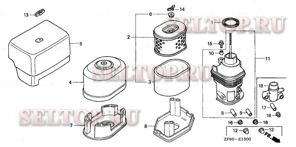 Воздушный фильтр (1) для Honda GX390K1 VA