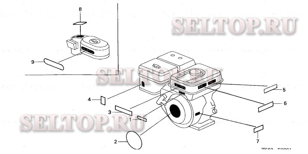 Этикетка (2) для Honda GX390K1 VDB2/A