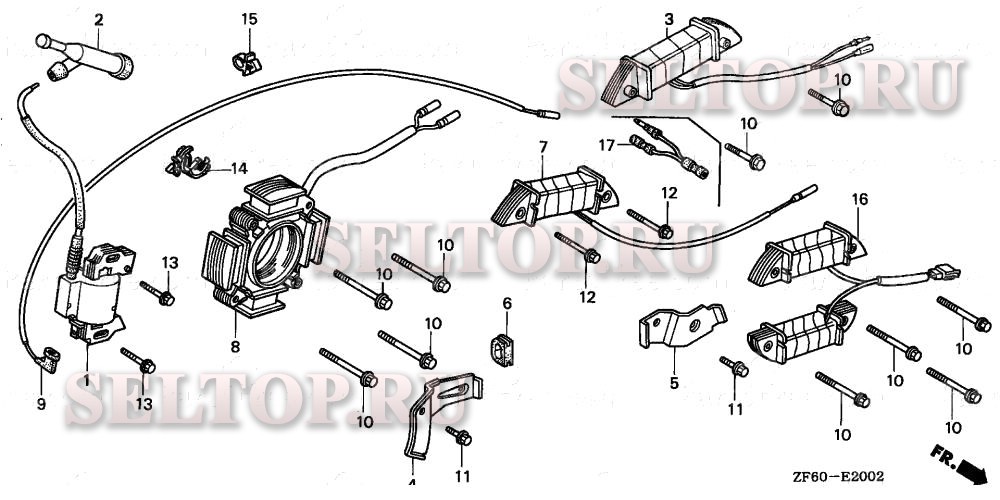 Катушка зажигания (3) для Honda GX390K1 VK2