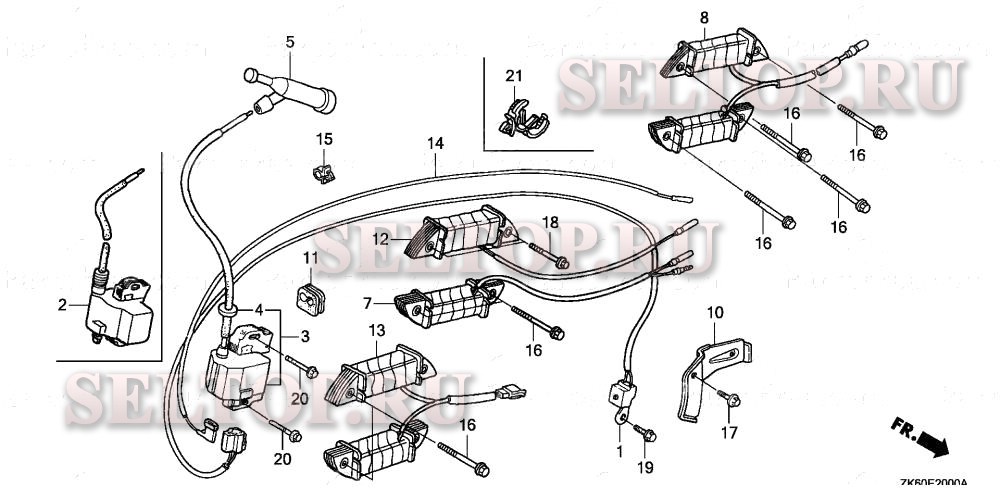 Катушка зажигания (1) для Honda GX390K1 VMA2/A