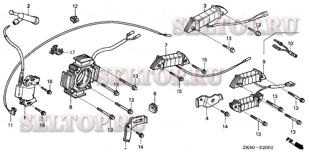 Катушка зажигания (3) для Honda GX390K1 VMA2/A