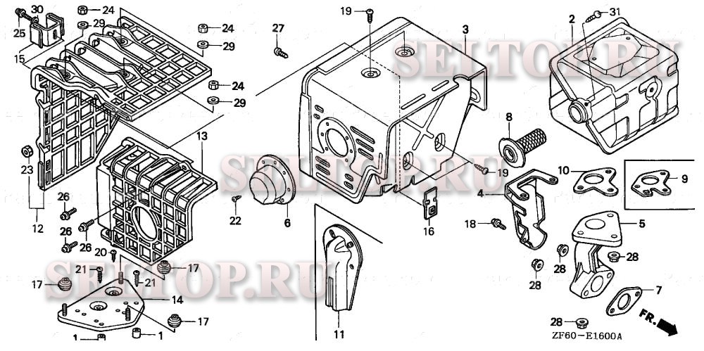 Глушитель (1) для Honda GX390K1 VME2