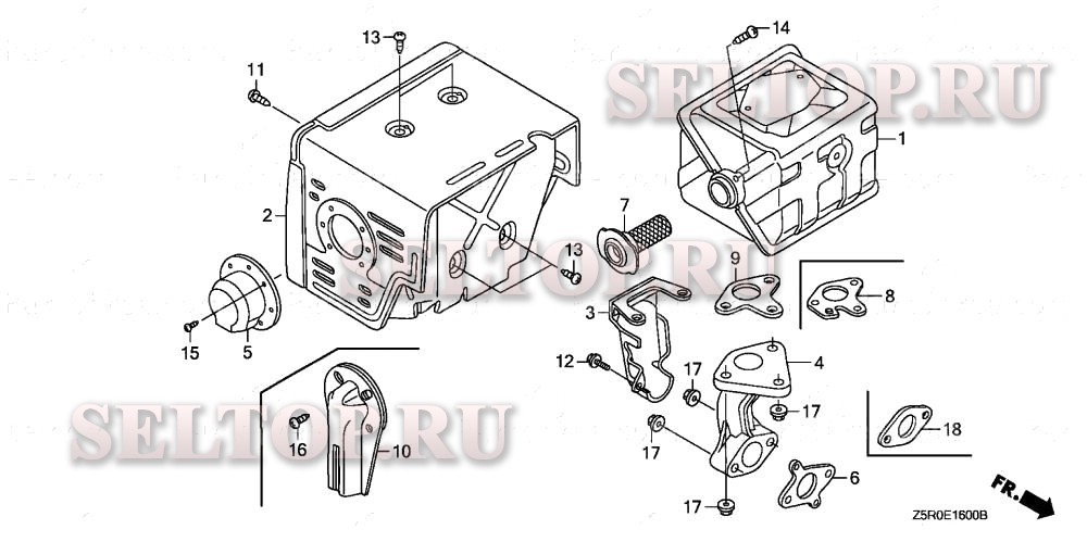 Глушитель (1) для Honda GX390R1 ENT2