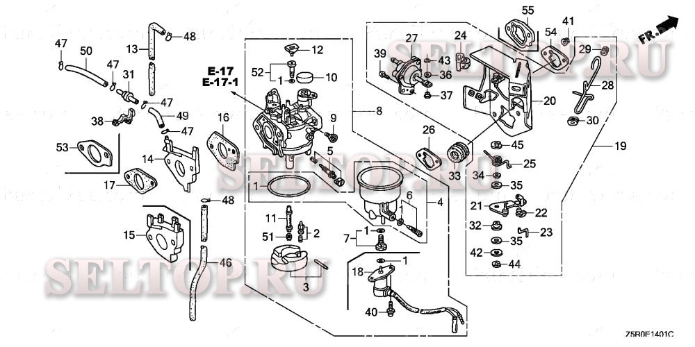 Карбюратор (2) для Honda GX390R1 VWE