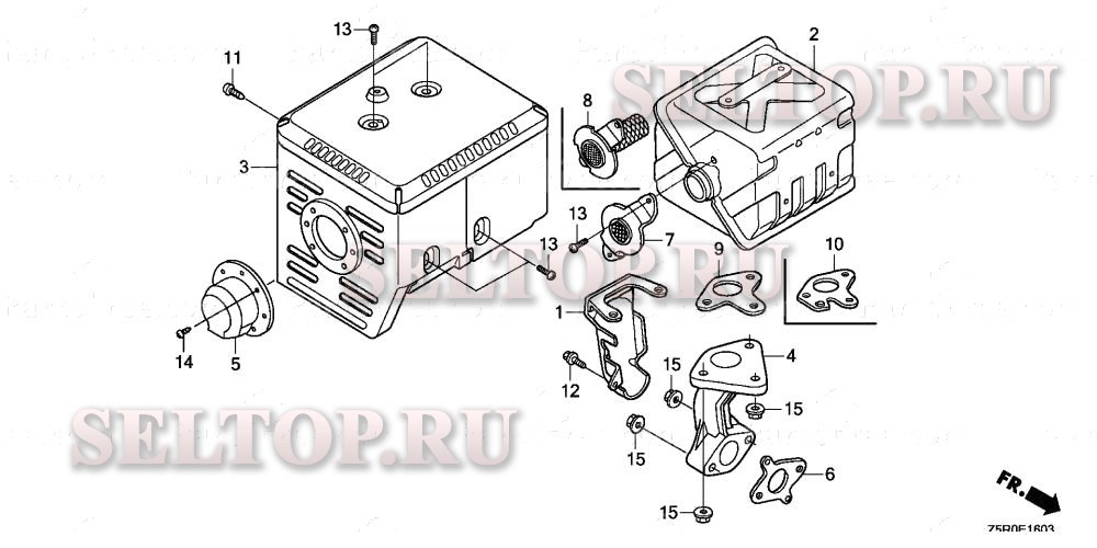 Глушитель (4) для Honda GX390R2 PXM8
