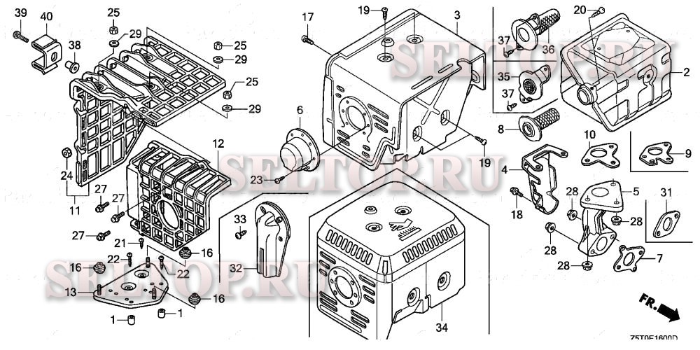 Глушитель (1) для Honda GX390RT1 VXG