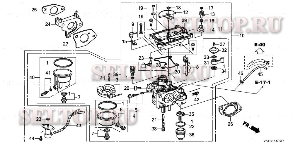 Карбюратор (3) для Honda GX390RT2 EZDM