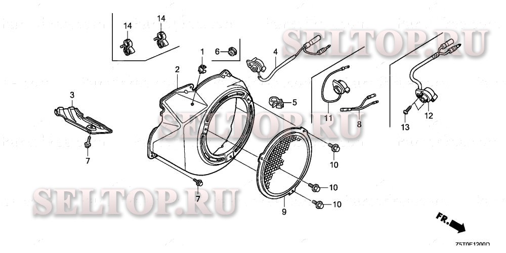 Кожух вентилятора (1) для Honda GX390RT2 VC2